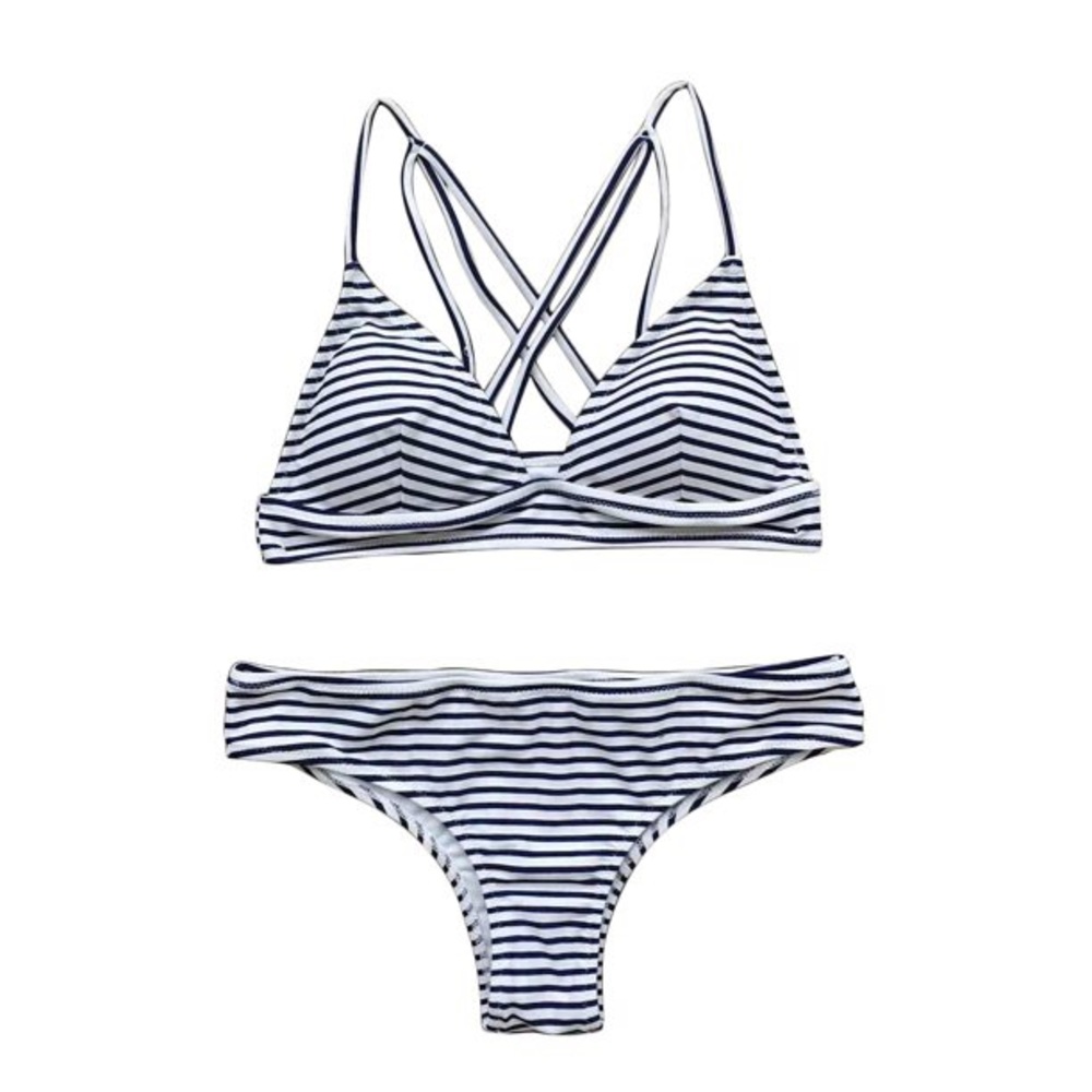 BOGO Cupshe Hit Summer Stripe Bikini Set nwt - Picture 5 of 7